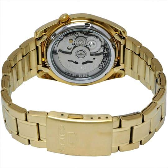 Seiko SNKE56 5 Reloj automático de acero inoxidable dorado con esfera  dorada para hombre, Champán, oro, esqueleto, Automático, reloj automático