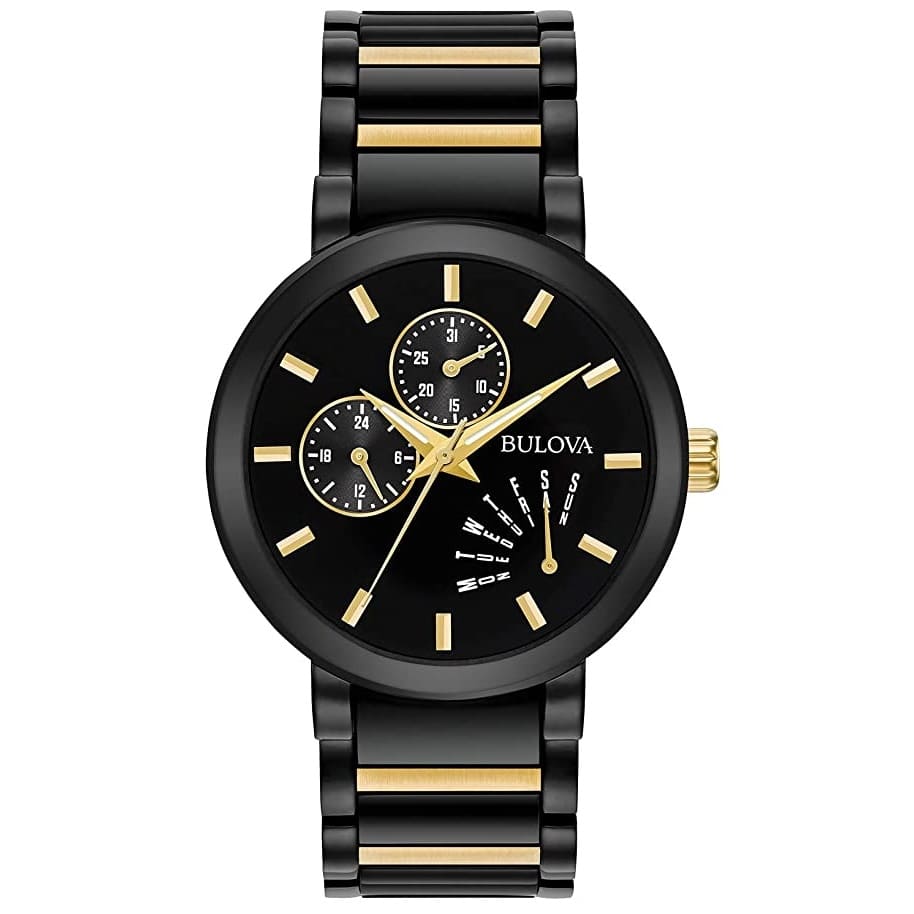 Reloj hombre LA2146-1 negro con dorado, tablero bicolor