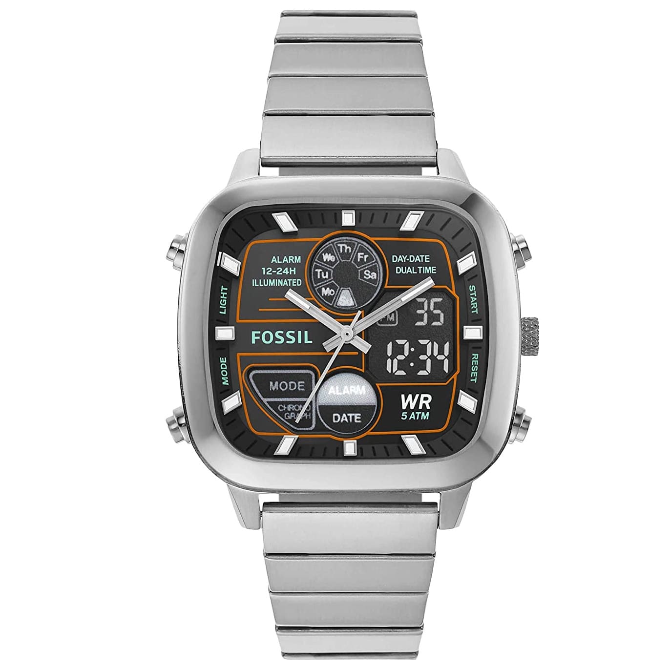 Fossil Retro Analog-Digital Silver FS5890 reloj cuadrado casual para hombre  - TIME Guatemala